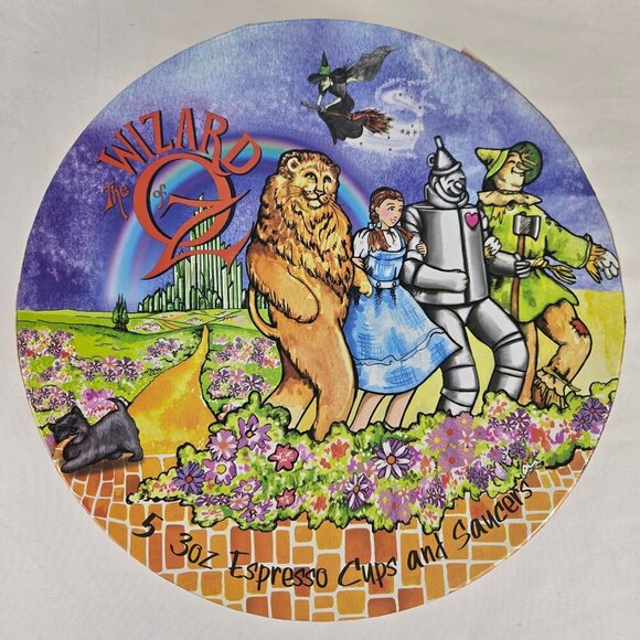 Wizard of Oz Tea Party Set (5) 3 oz Espresso Cups & Saucers Porcelain Orig Box - Picture 1 of 16